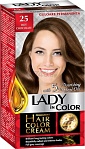 LADY IN COLOR Noturīga matu krēmkrāsa 25 Karstā šokolāde, 50/50/25 ml