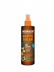 AGRADO iedeguma veicinoša sauļošanās eļļa SPF8, 250ml