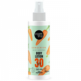 ORGANIC SHOP Saules aizsarglosjons ķermenim SPF30 ar burkānu ekstraktu, 150ml